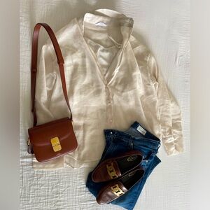 Equipment style Oversized mesh sheer blouse